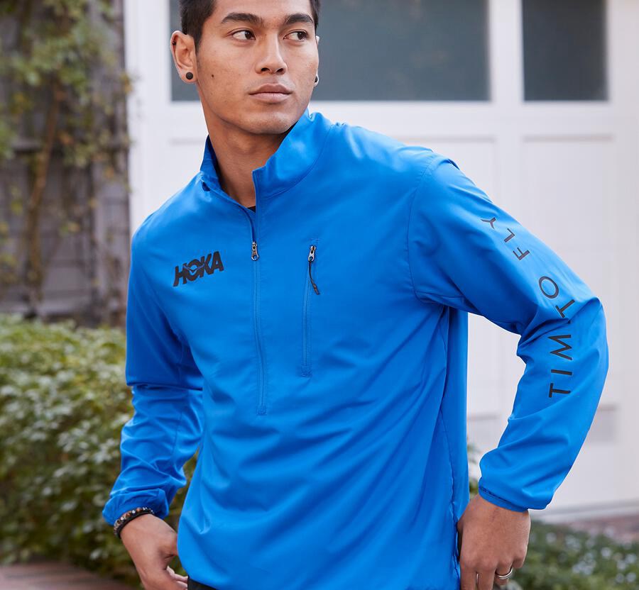 Veste Hoka One One Wind-Resistant Homme - Bleu - PXZ-519047